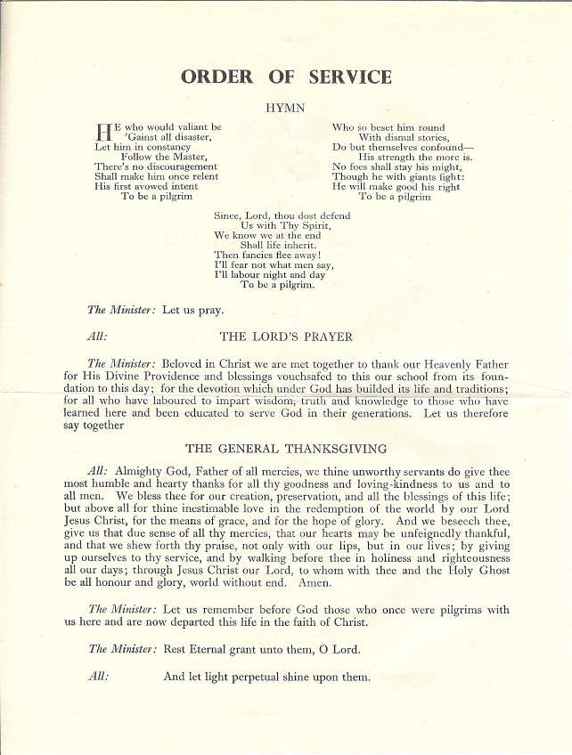 Thanksgiving Service 16 July 1955